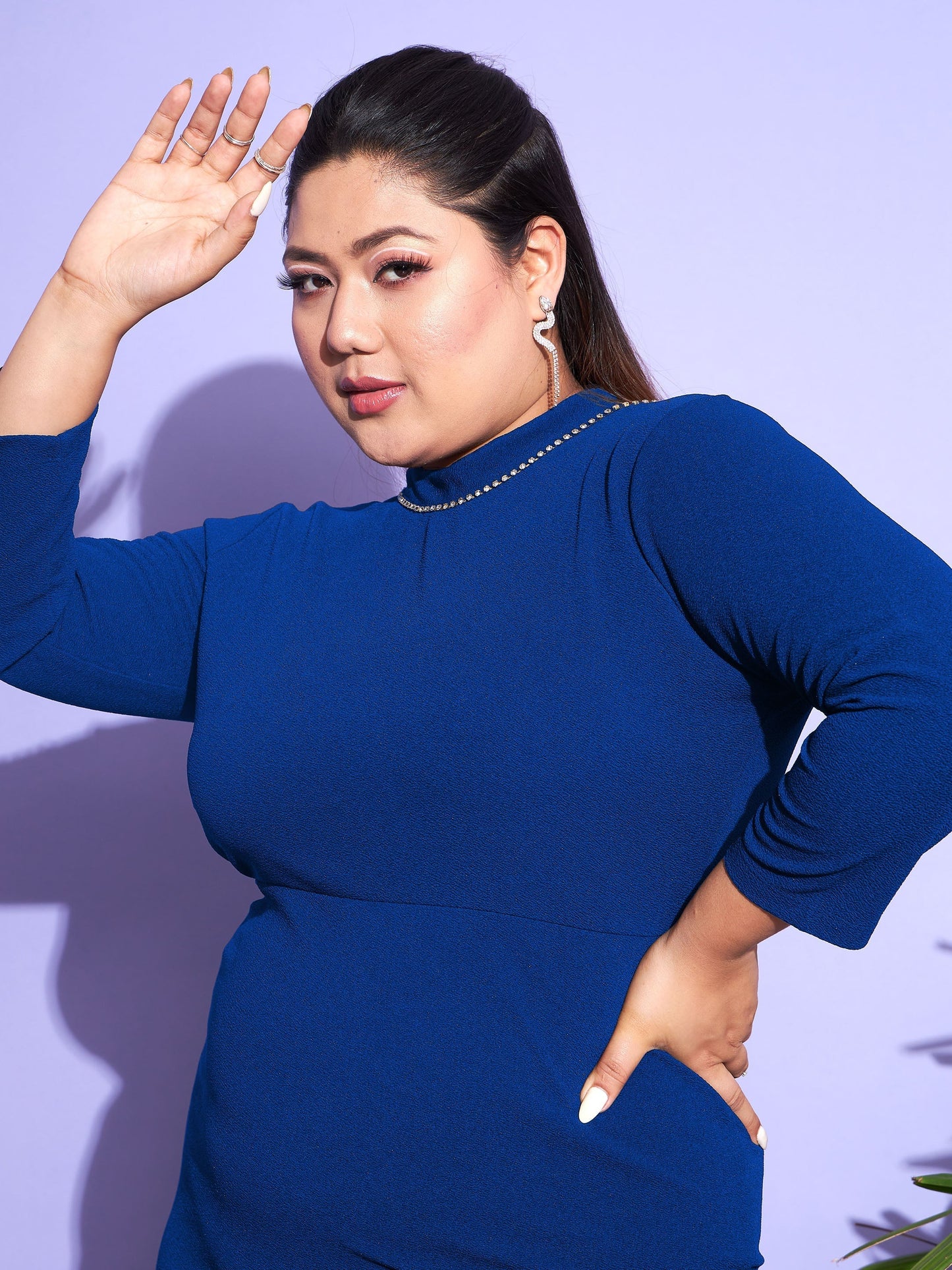 Women's Royal Blue Diamante Back Detail Bodycon Dress