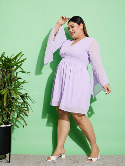 Women's Lilac Boho Sleeve Skater Dress