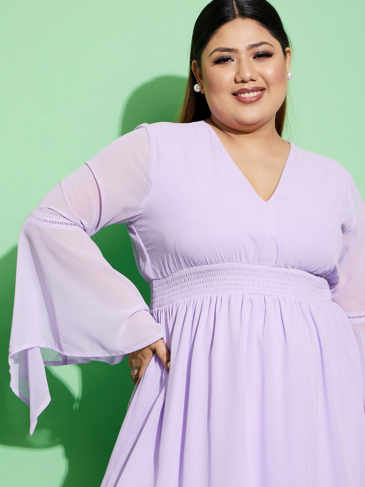 Women's Lilac Boho Sleeve Skater Dress