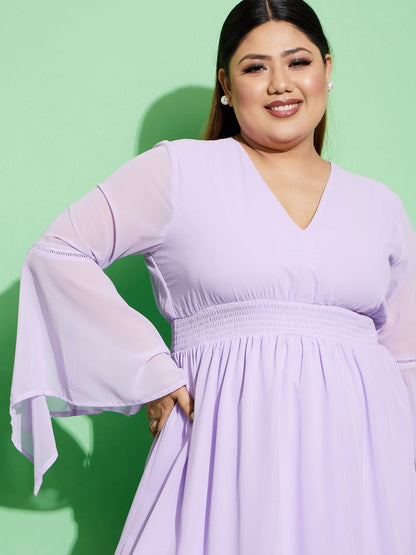 Women's Lilac Boho Sleeve Skater Dress
