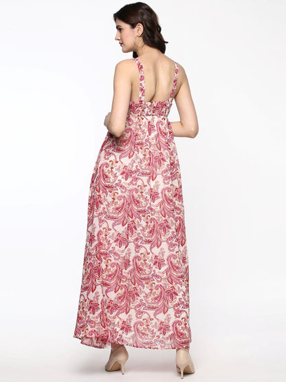 Women's Red Paisley Shoulder Strap Maxi