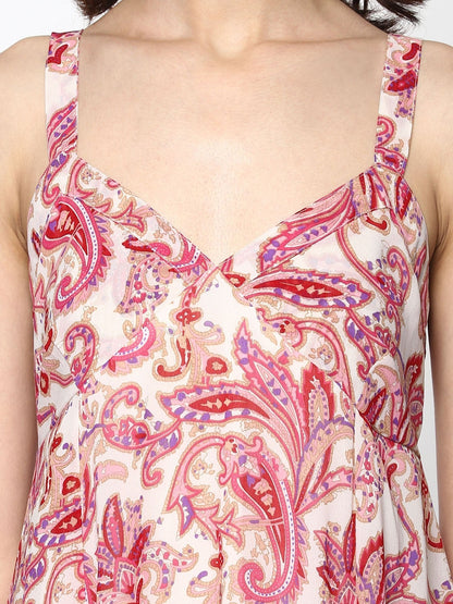 Women's Red Paisley Shoulder Strap Maxi