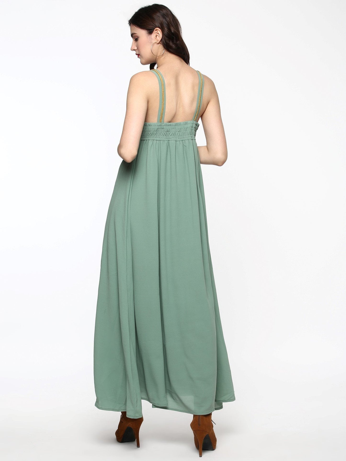 Women's Green Shoulder Strap Maxi