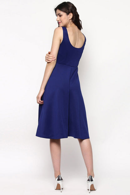 Women's Royal Blue Scuba Embellished Midi Dress