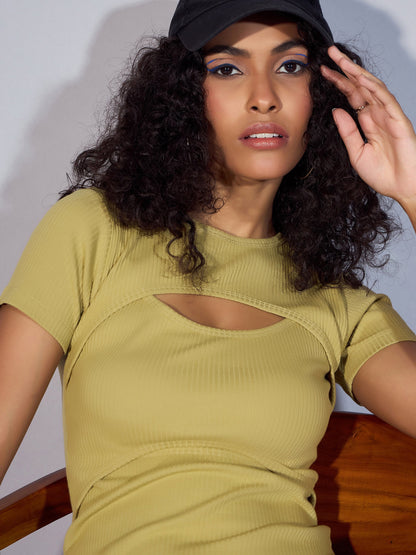 Women's Khaki Rib Dress