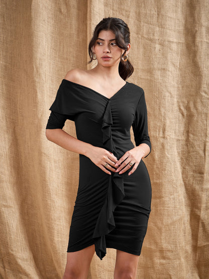 Women's Black Cascade Dress