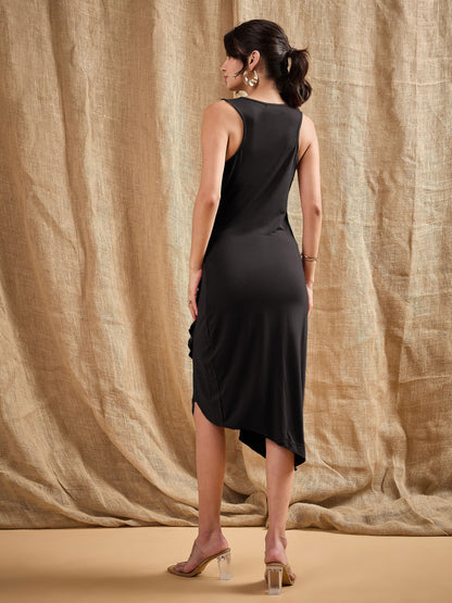 Women's Black Cascade Dress