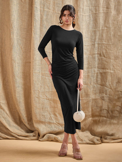 Women's Black Solid Dress