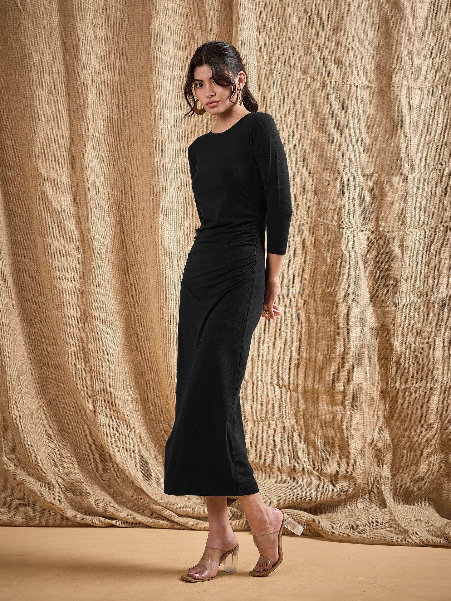 Women's Black Solid Dress