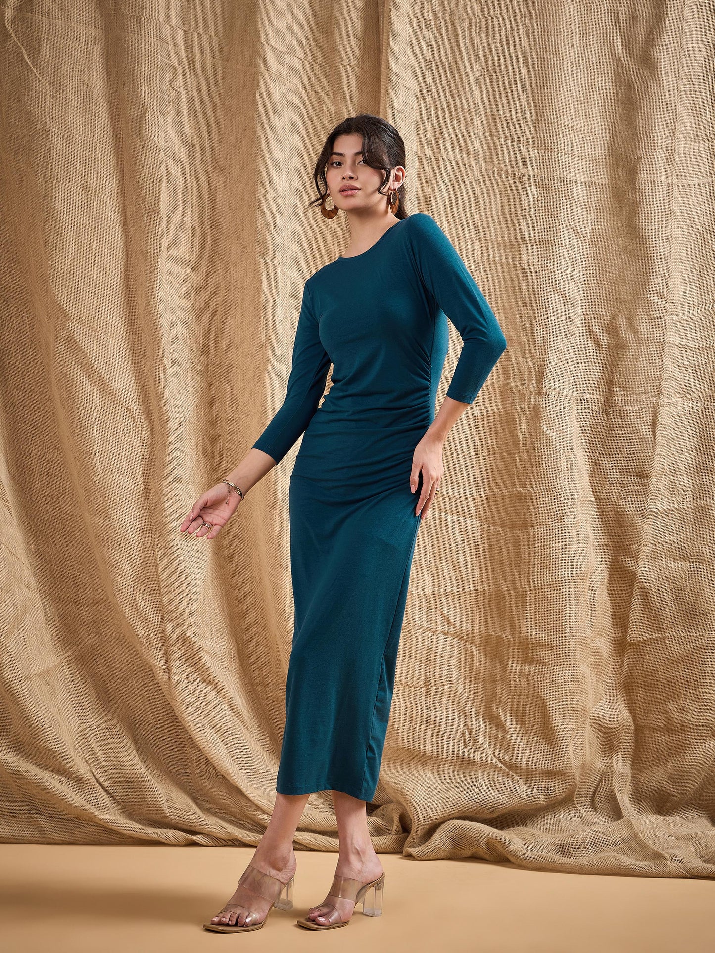 Women's Teal Solid Dress