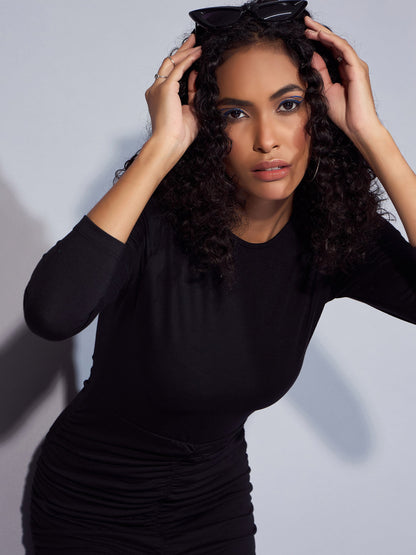 Women's Black Solid Dress