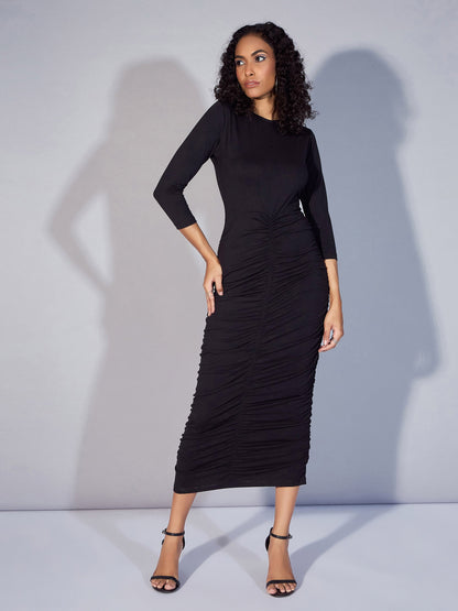 Women's Black Solid Dress