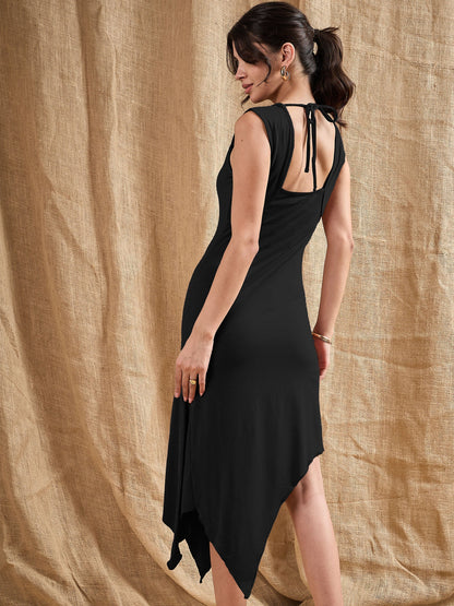 Women's Black Solid Dress