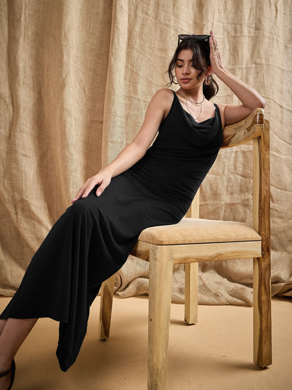 Women's Black Solid Dress