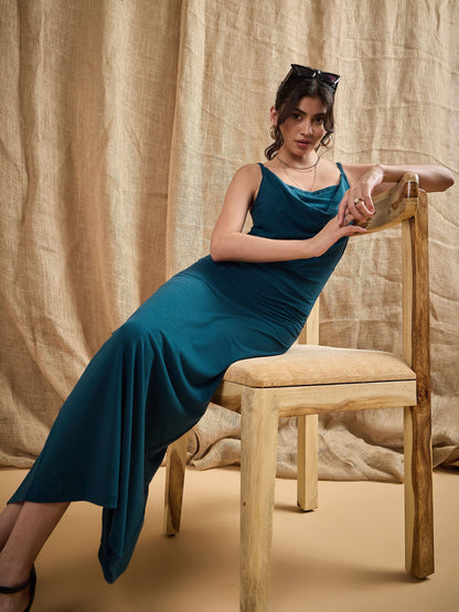 Women's Teal Solid Dress