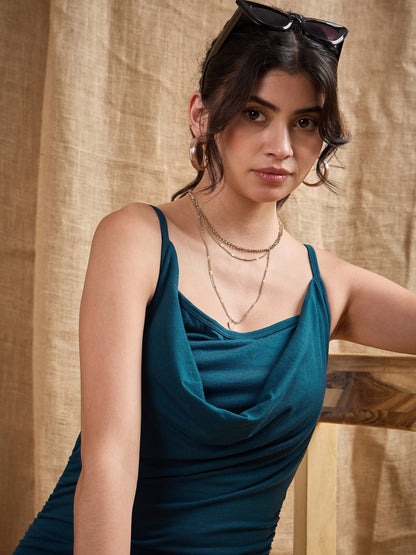 Women's Teal Solid Dress
