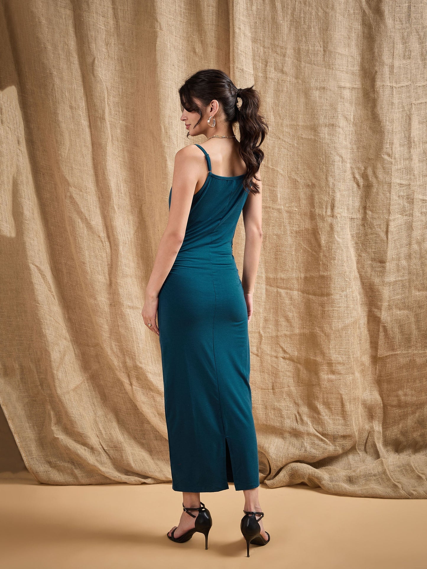 Women's Teal Solid Dress