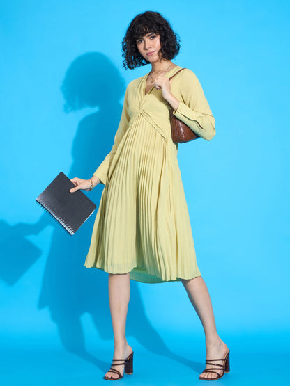 Women's Lime Solid Dress