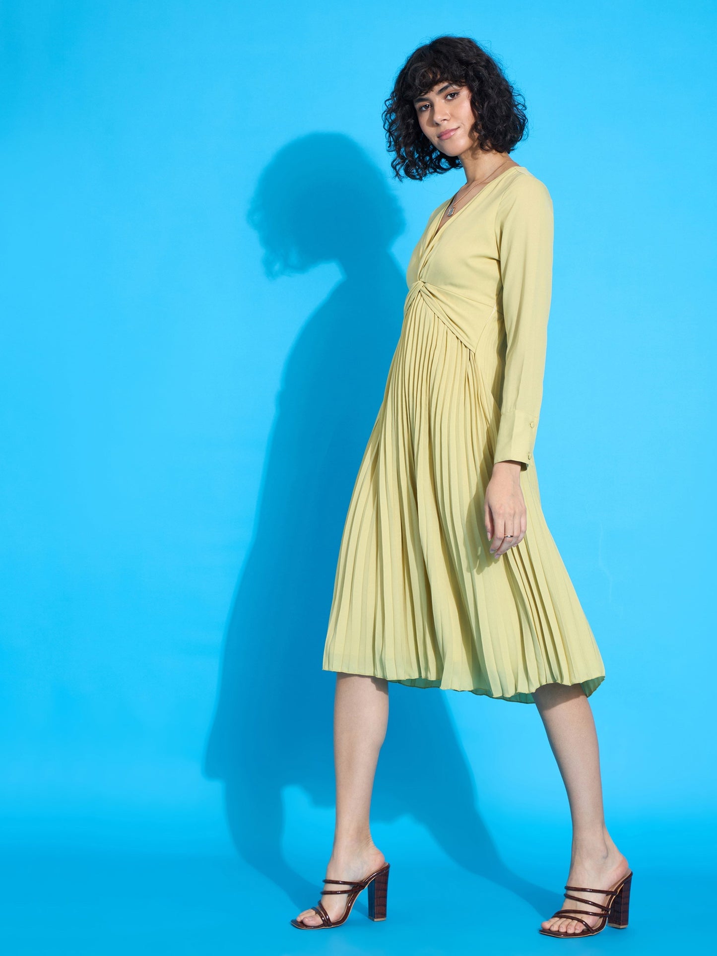 Women's Lime Solid Dress