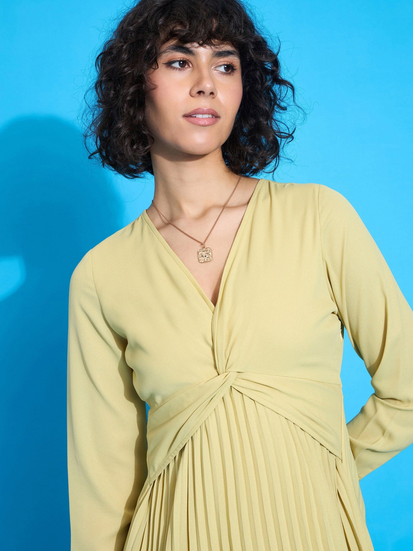 Women's Lime Solid Dress