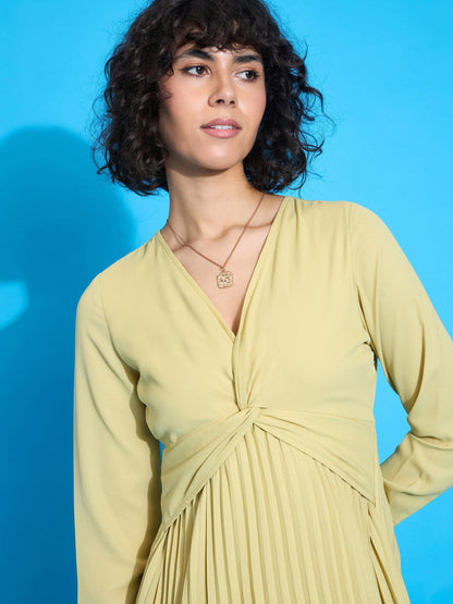 Women's Lime Solid Dress