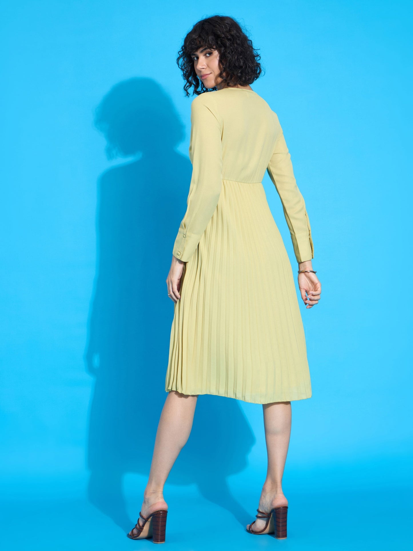 Women's Lime Solid Dress