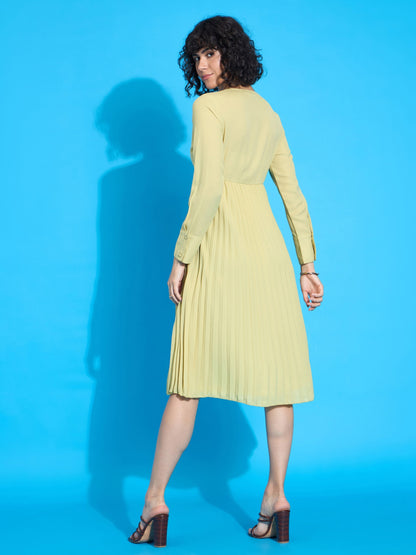 Women's Lime Solid Dress