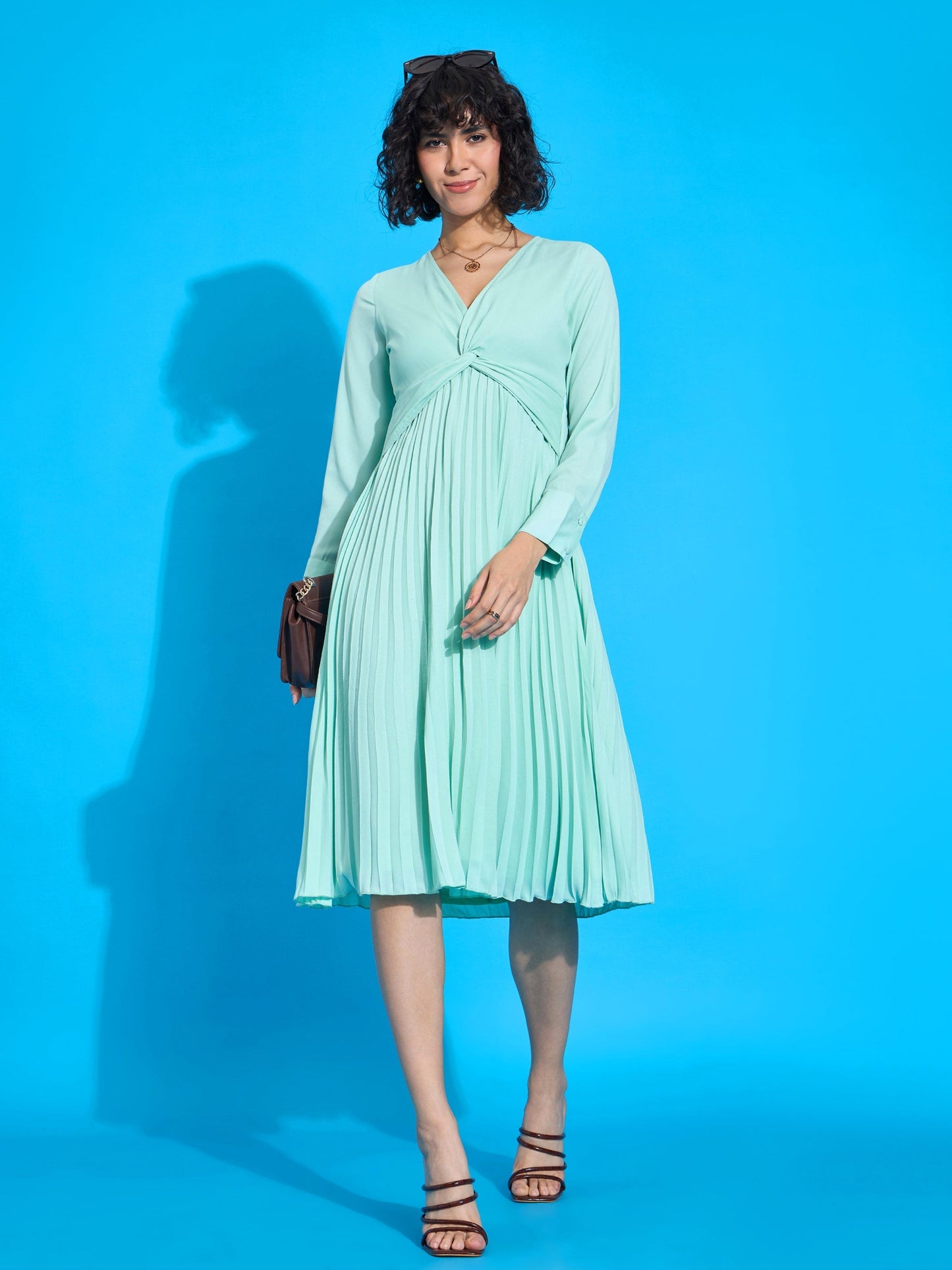 Women's Sea Green Solid Dress