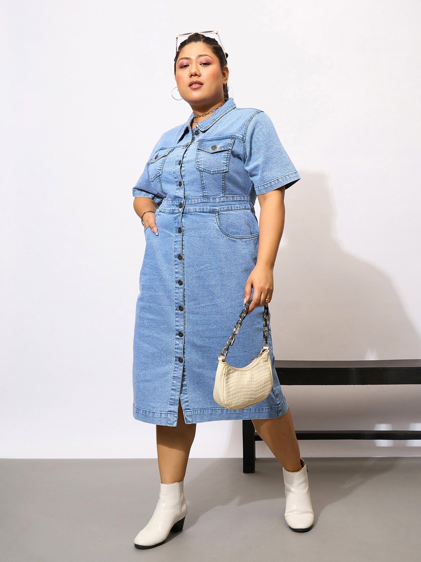 Women's Navy Blue Denim Dress