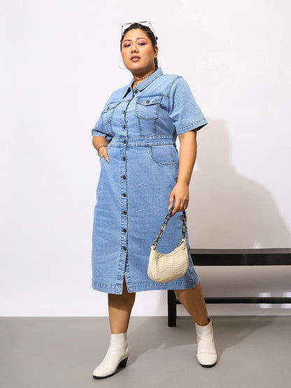 Women's Navy Blue Denim Dress