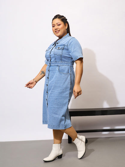 Women's Navy Blue Denim Dress