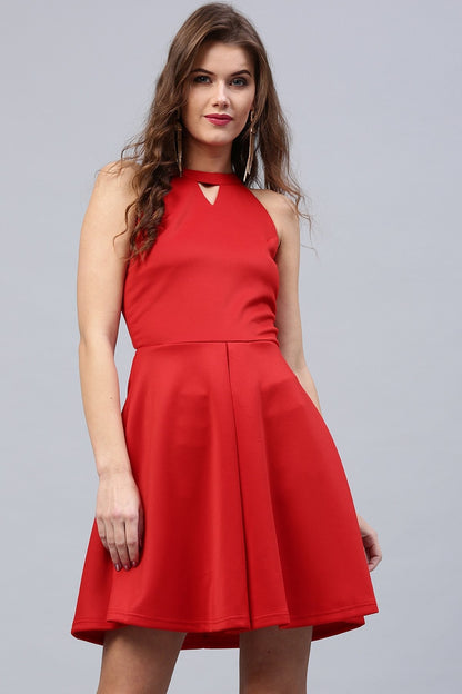 Women's Red Scuba Skater Dress