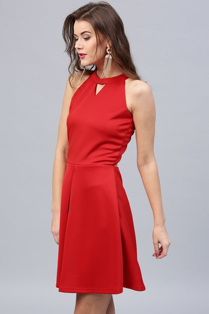 Women's Red Scuba Skater Dress