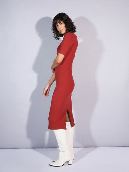 Women's Rust Rib Dress