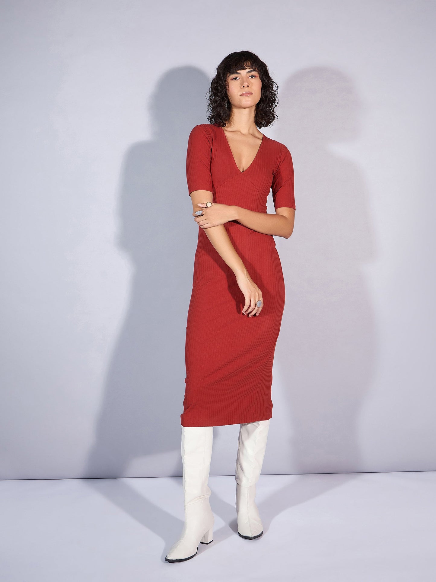 Women's Rust Rib Dress