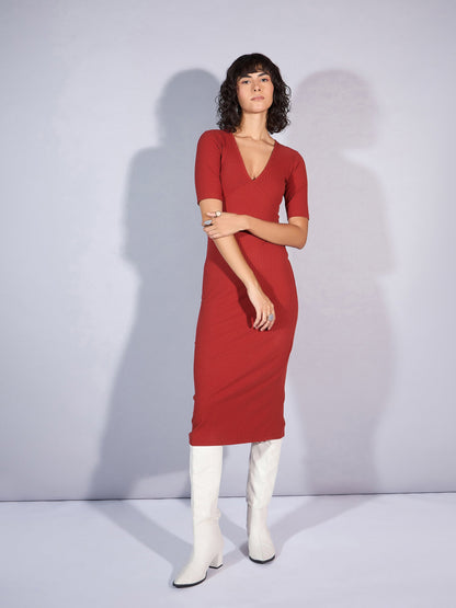 Women's Rust Rib Dress