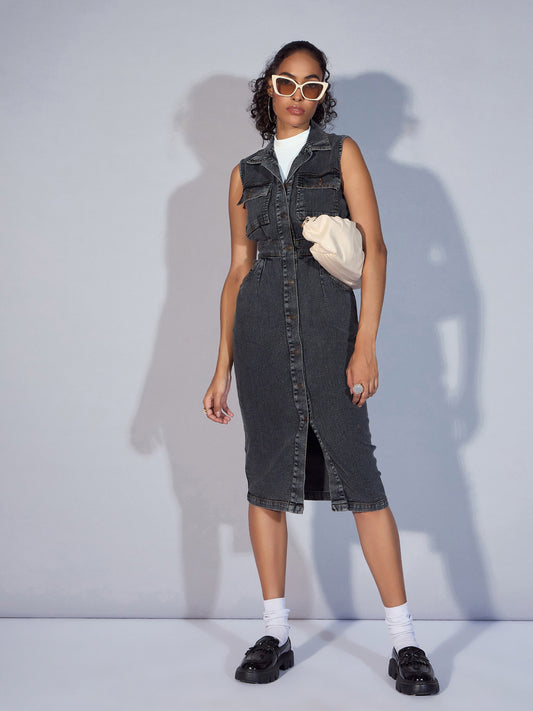Women's Black Denim Dress