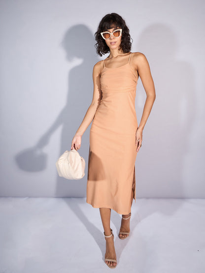 Women's Beige Mesh Dress