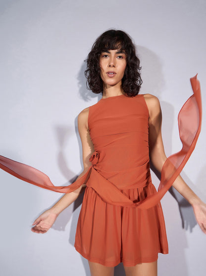 Women's Rust Mesh Dress