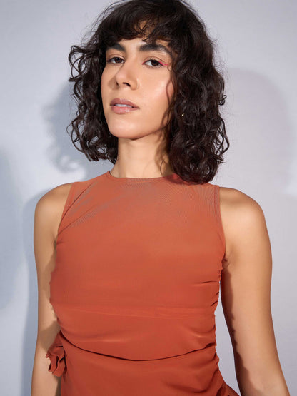 Women's Rust Mesh Dress