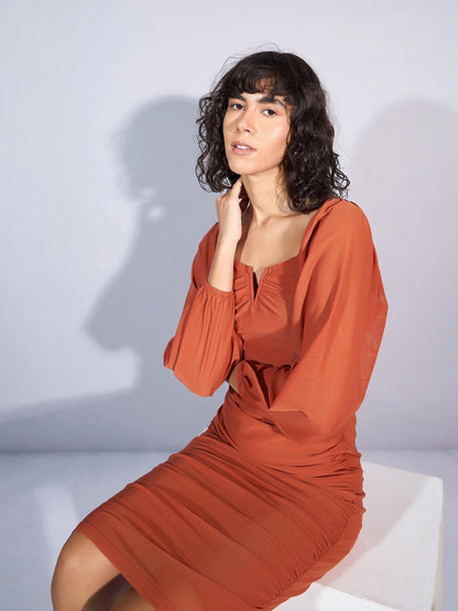 Women's Rust Mesh Dress