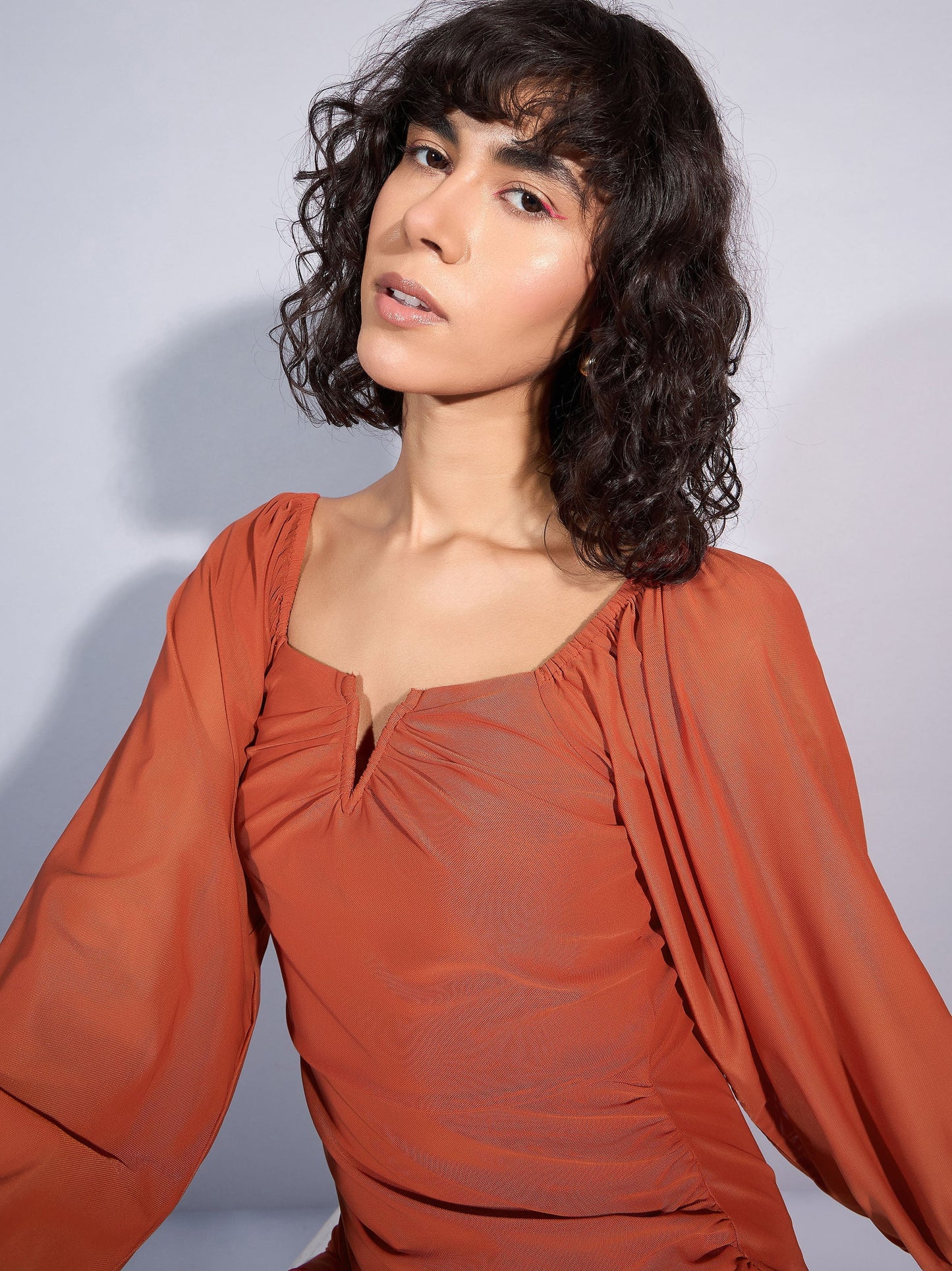 Women's Rust Mesh Dress