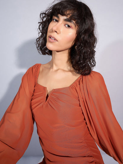 Women's Rust Mesh Dress