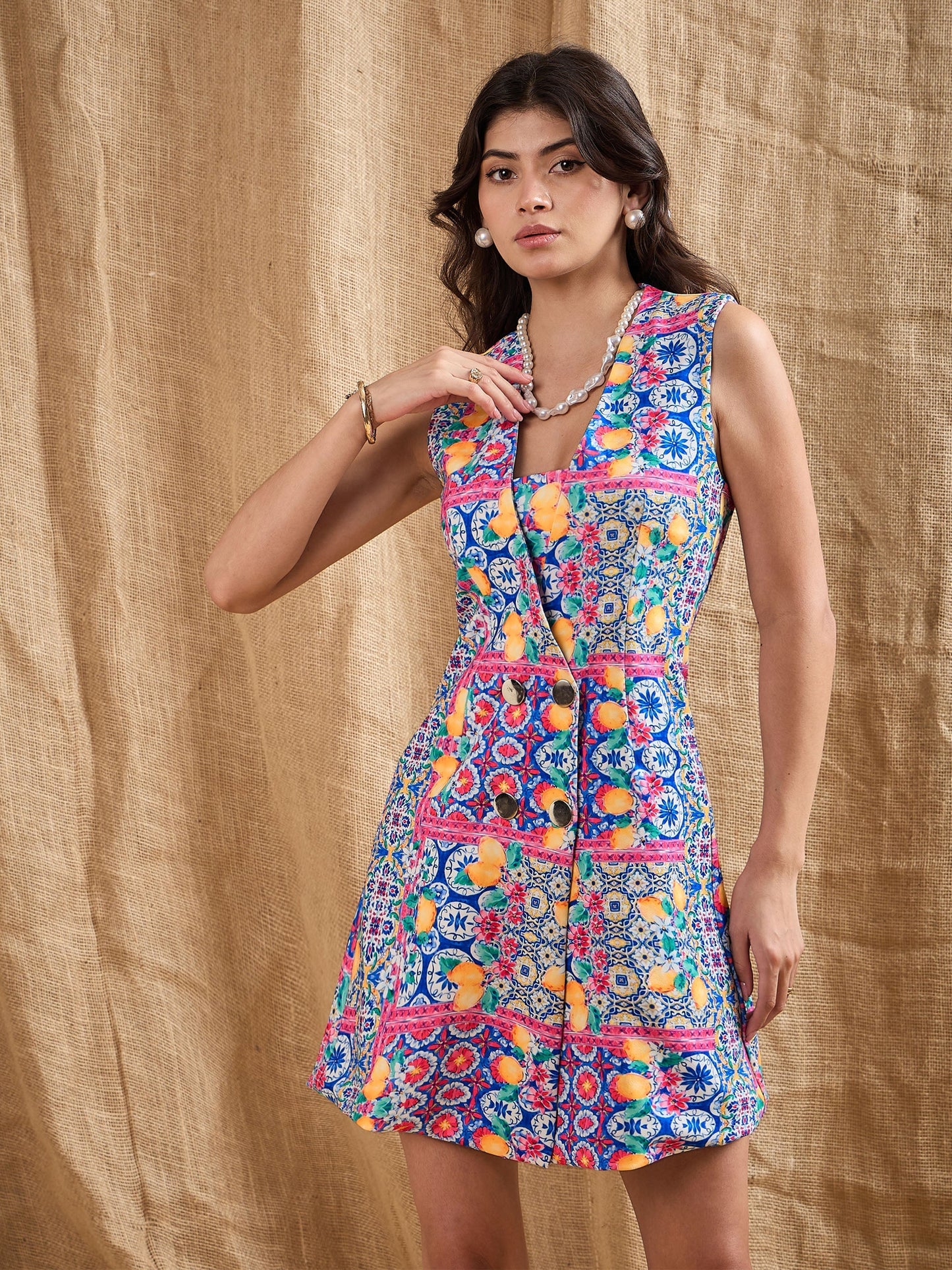 Women's Blue Printed Dress
