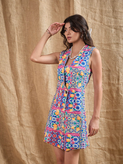 Women's Blue Printed Dress