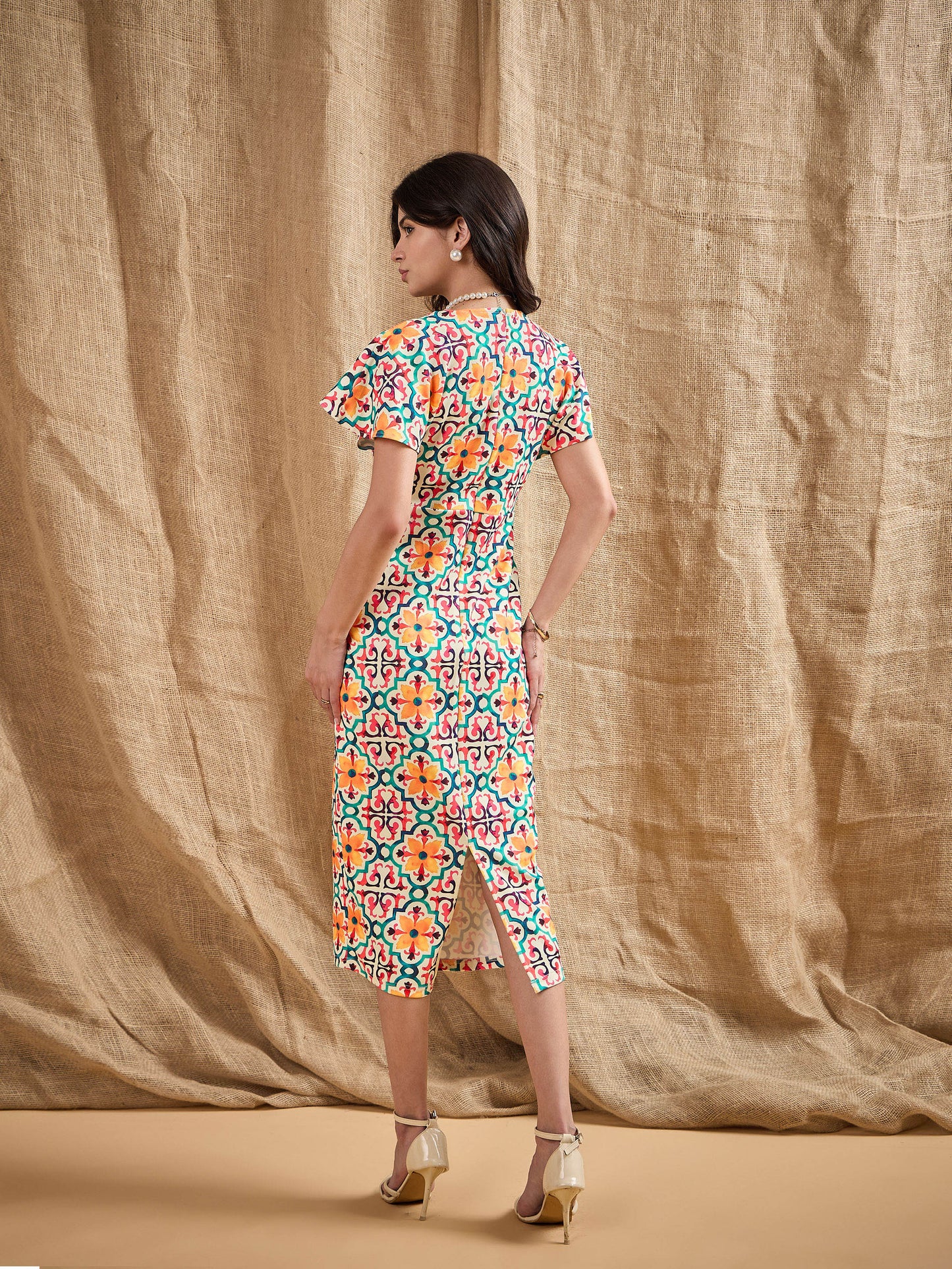 Women's Yellow Printed Dress