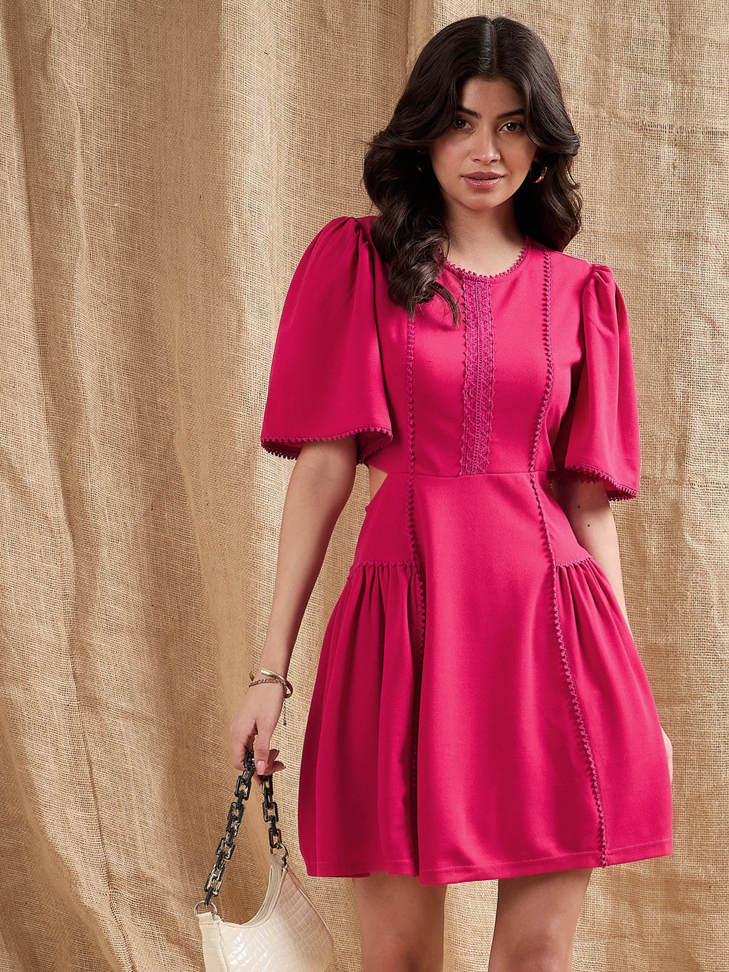 Women's Fuchsia Side Cut Dress