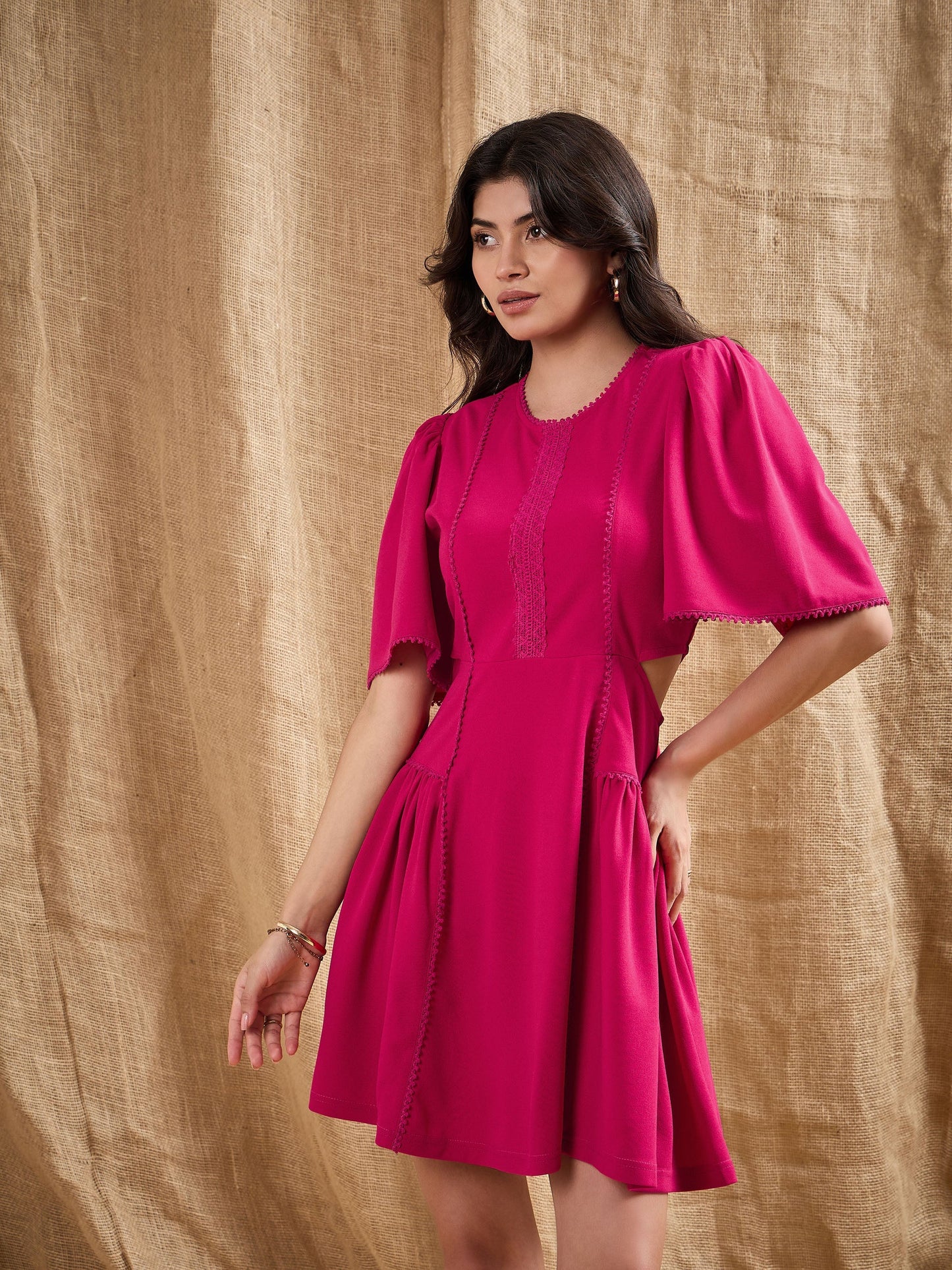 Women's Fuchsia Side Cut Dress