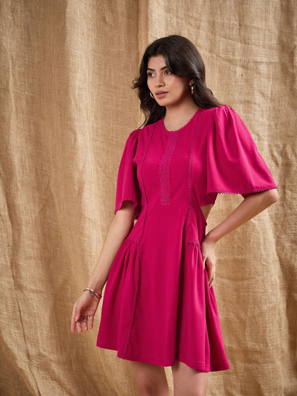 Women's Fuchsia Side Cut Dress