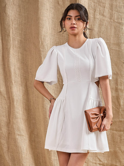 Women's White Side Cut Dress